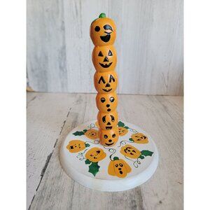 Vintage jack o'lantern stack totem pumpkin wooden Halloween home decor figure